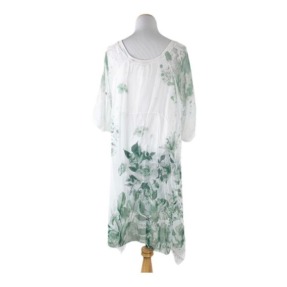 Scandal Italy Dress Flowy 3/4 Sleeve Roses Tunic - Picture 4 of 13